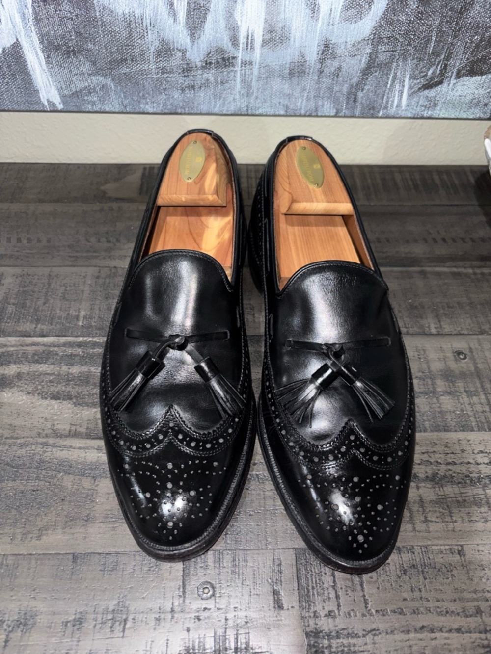 Allen Edmonds Manchester tassel loafers in black calfskin leather SZ 8.5 - Picture 2 of 11